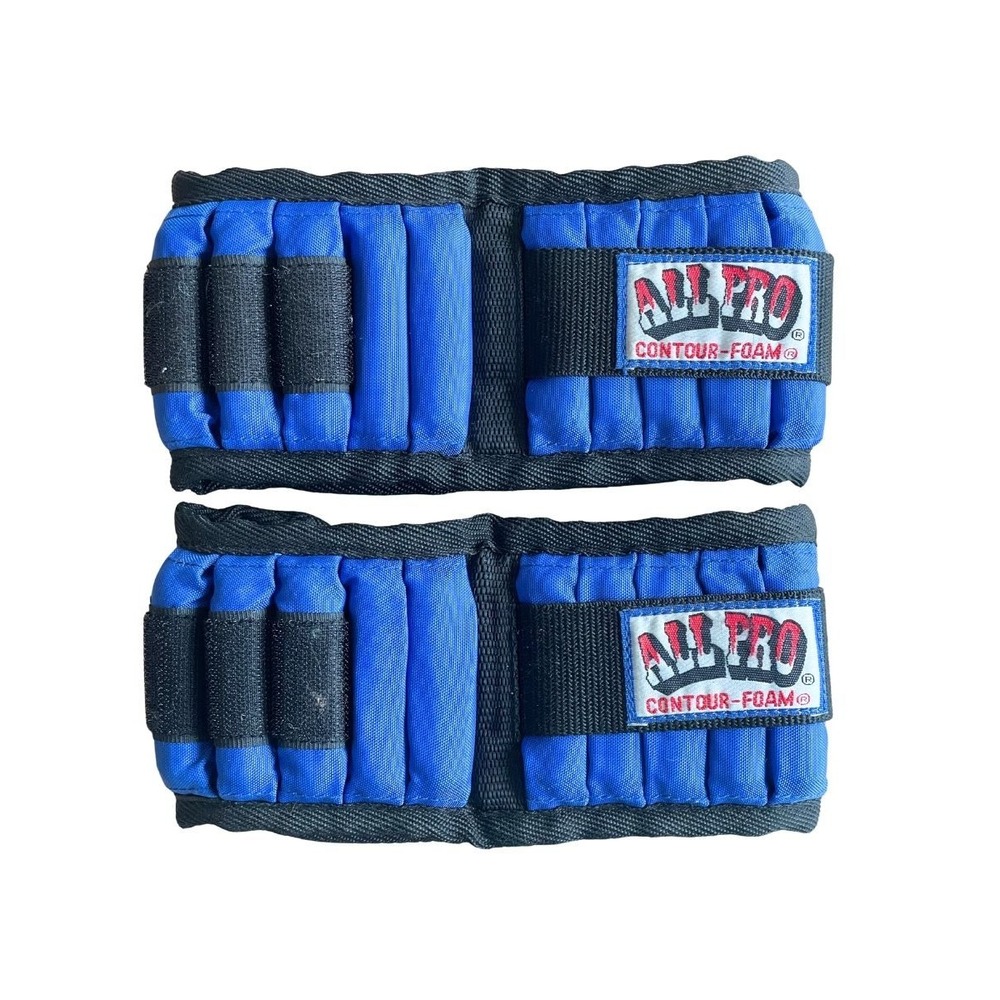 All Pro Contour Foam Adjustable Ankle Wrist Weights 5 lb Pair Blue Black